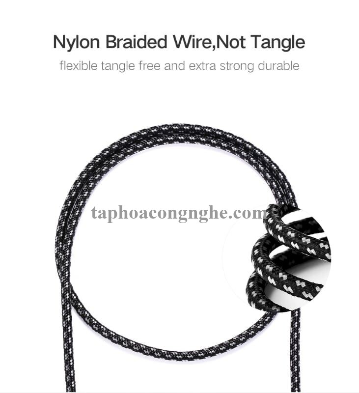 Ugreen 50142 0.5M màu Đen Cáp sạc truyền dữ liệu USB 2.0 sang TYPE C vỏ bọc lưới đầu mạ vàng US259 30050142